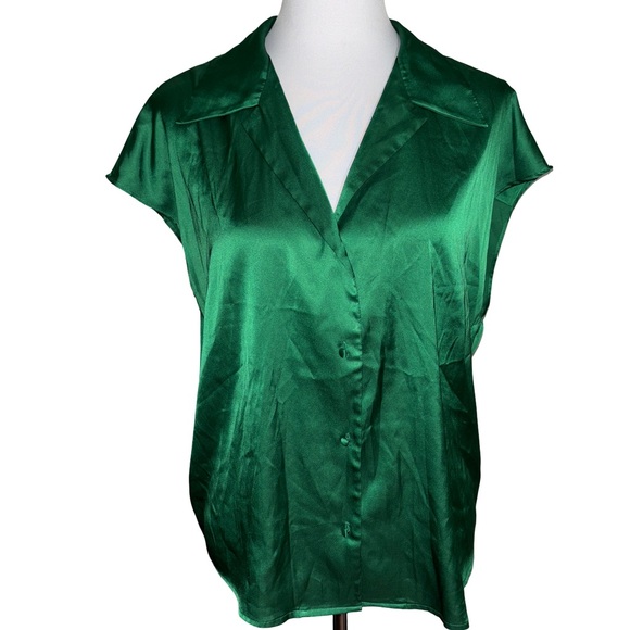 Banana Republic Emerald Satin Blouse - Picture 1 of 4